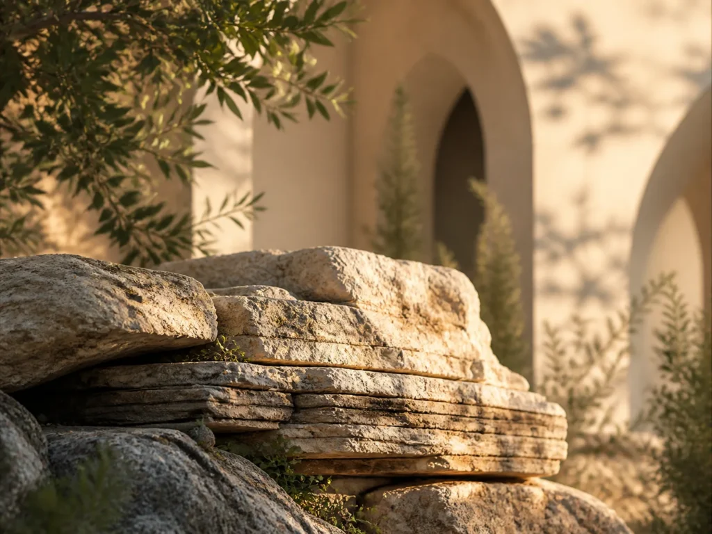 Warm stone foundation in golden light